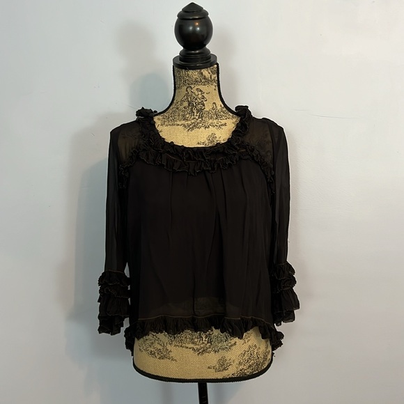 Anthropologie Leifsdottir Silk Ruffle Top - Picture 2 of 8